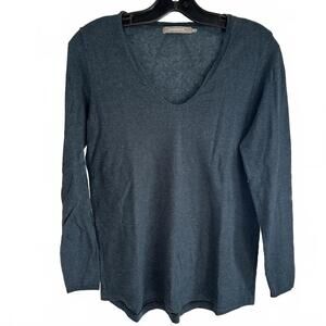 Sandwich Women's V-Neck Long Sleeve Bleu/Greenish color Sweater - Size M